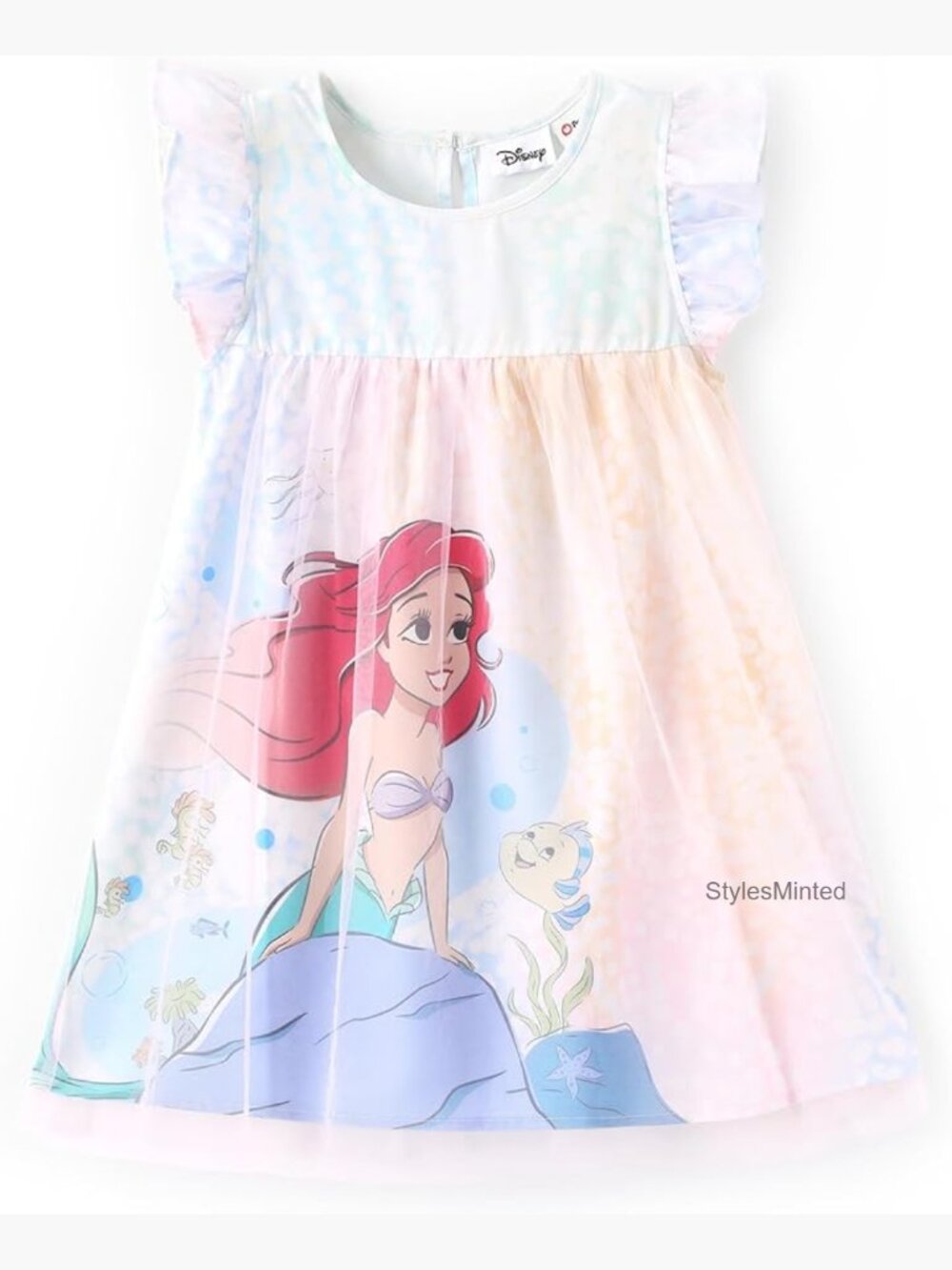 Girls Disney Princess Tulle Dress Ruffle Short Sleeve Toddler Outfit
